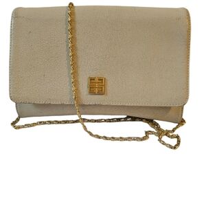 Givenchy Cream Leather Crossbody Bag with Gold Chain